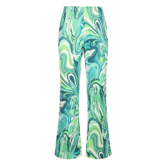 Pantalones Bootcut con Estampado Ondas de Agua y Cierre - Image 6