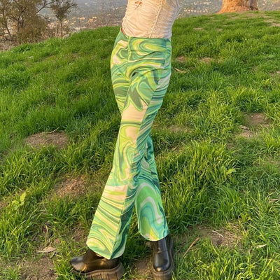 Pantalones Bootcut con Estampado Ondas de Agua y Cierre - Image 8