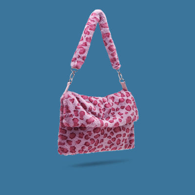 Bolso de Hombro Diagonal Leopardo Peluche Multicolor - Image 7