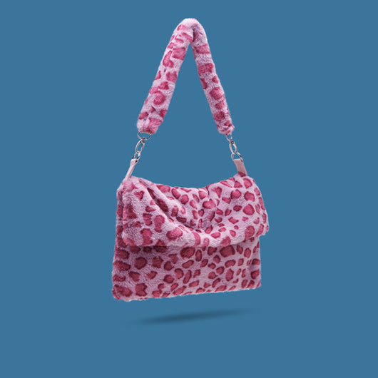 Bolso de Hombro Diagonal Leopardo Peluche Multicolor - Image 7