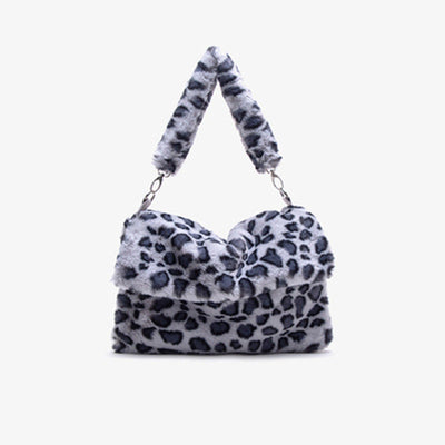 Bolso de Hombro Diagonal Leopardo Peluche Multicolor - Image 6