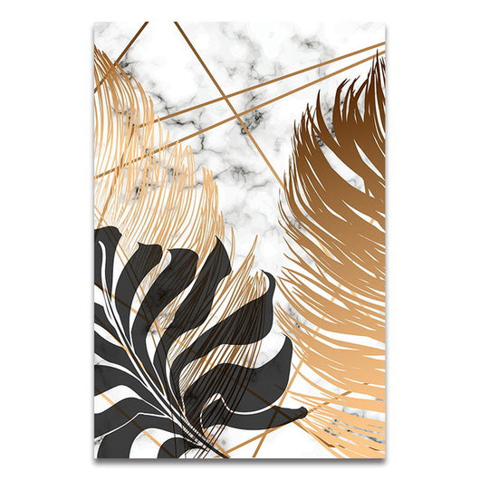 Cuadro Decorativo Nórdico Moderno con Hojas Doradas - Pintura en Lienzo Abstracta - Image 7