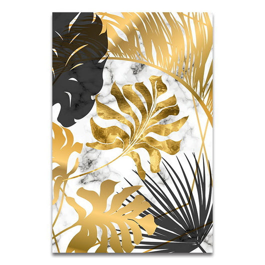 Cuadro Decorativo Nórdico Moderno con Hojas Doradas - Pintura en Lienzo Abstracta - Image 6