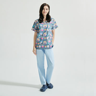 Uniforme de Spa y Salón de Belleza con Estampado Infantil en Algodón - Image 28