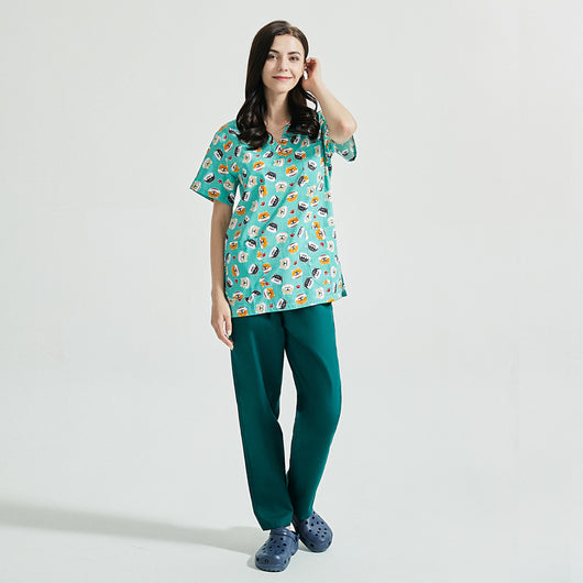 Uniforme de Spa y Salón de Belleza con Estampado Infantil en Algodón - Image 22