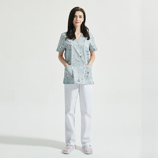 Uniforme de Spa y Salón de Belleza con Estampado Infantil en Algodón - Image 25