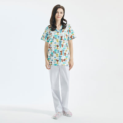 Uniforme de Spa y Salón de Belleza con Estampado Infantil en Algodón - Image 29