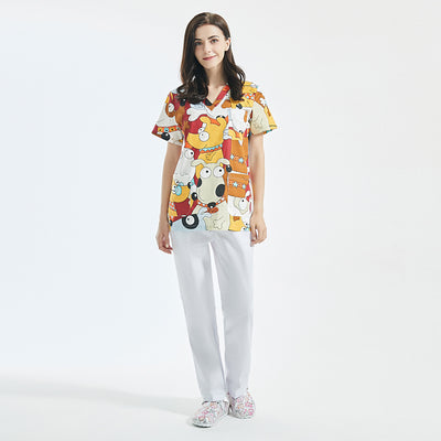 Uniforme de Spa y Salón de Belleza con Estampado Infantil en Algodón - Image 26