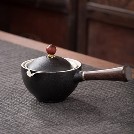 Tetera de Cerámica Negra con Asa de Madera - Colador Kung Fu para Té Oolong - Image 19