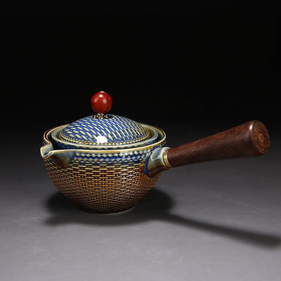Tetera de Cerámica Negra con Asa de Madera - Colador Kung Fu para Té Oolong - Image 9