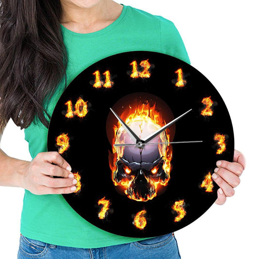 Reloj de Pared Calavera Ardiente - Diseño Hell Demon