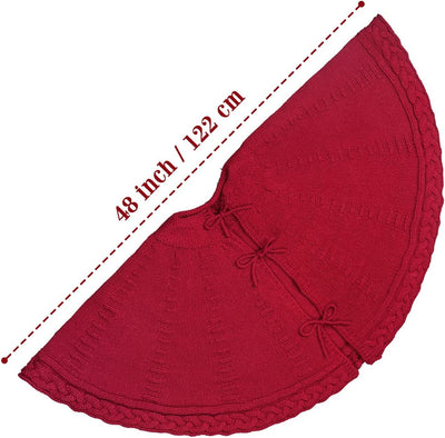 Falda Navideña Tejida Roja para Árbol de Navidad - Image 7
