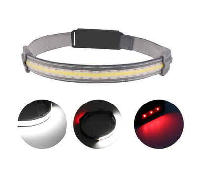 Linterna Frontal LED COB Roja de Alto Rendimiento con Luz de Advertencia