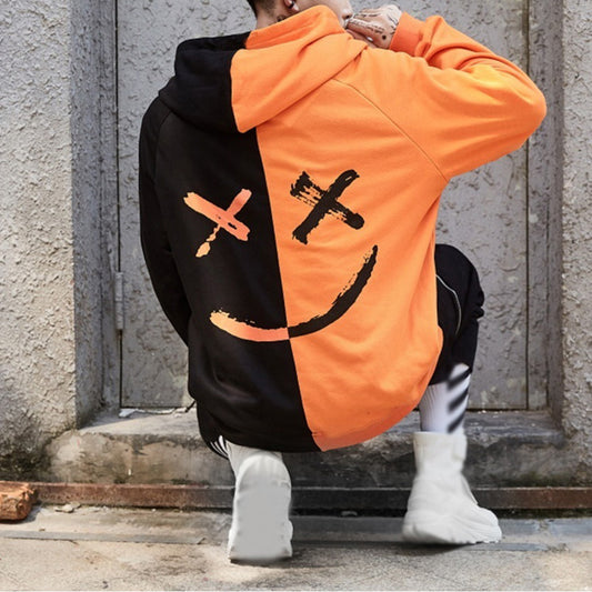 Suéter Hoodie para Hombre con Detalles de Costura en Contraste