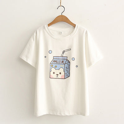Camiseta Estampada Suelta para Mujer - Manga Corta Casual