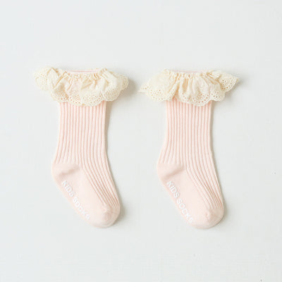 Calcetines Infantiles de Encaje para Niñas - Tubo sin Costuras, Antideslizantes - Image 7