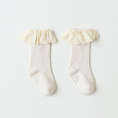 Calcetines Infantiles de Encaje para Niñas - Tubo sin Costuras, Antideslizantes - Image 10