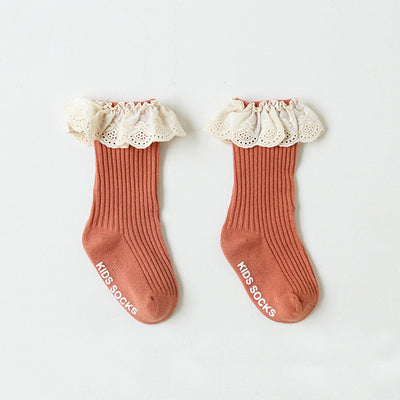 Calcetines Infantiles de Encaje para Niñas - Tubo sin Costuras, Antideslizantes - Image 9