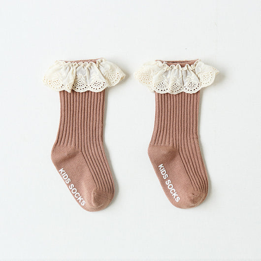 Calcetines Infantiles de Encaje para Niñas - Tubo sin Costuras, Antideslizantes - Image 2