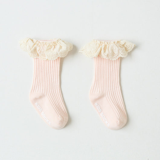 Calcetines Infantiles de Encaje para Niñas - Tubo sin Costuras, Antideslizantes - Image 3