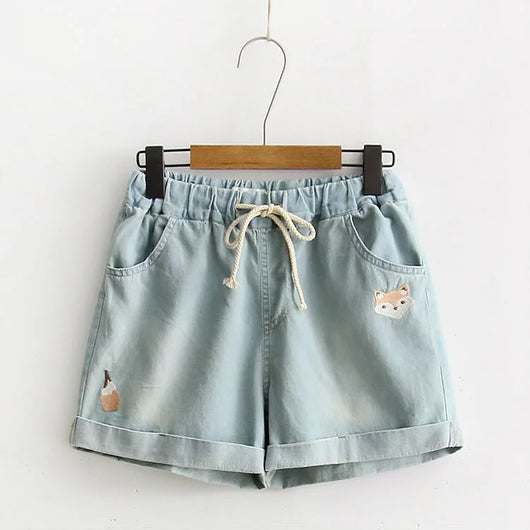 Shorts Delgados para Mujer con Bordado Cartoon - Image 9