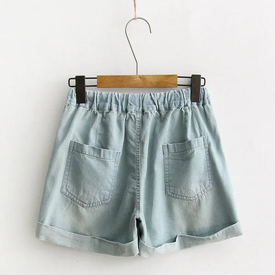 Shorts Delgados para Mujer con Bordado Cartoon - Image 4
