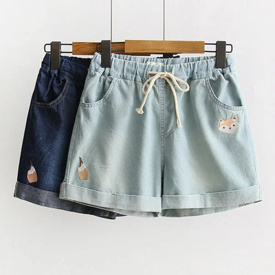 Shorts Delgados para Mujer con Bordado Cartoon - Image 3