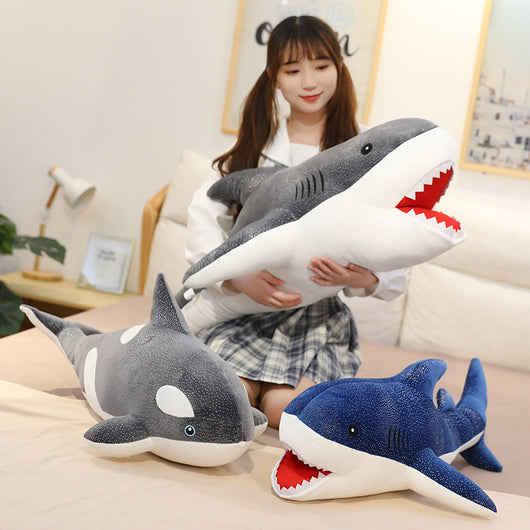 Almohada Peluche Tiburón y Ballena Azul - Juguete Suave de Algodón - Image 9