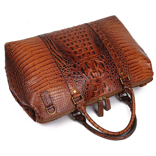 Bolso de Viaje de Cuero Genuino con Estampado Cocodrilo - Image 3