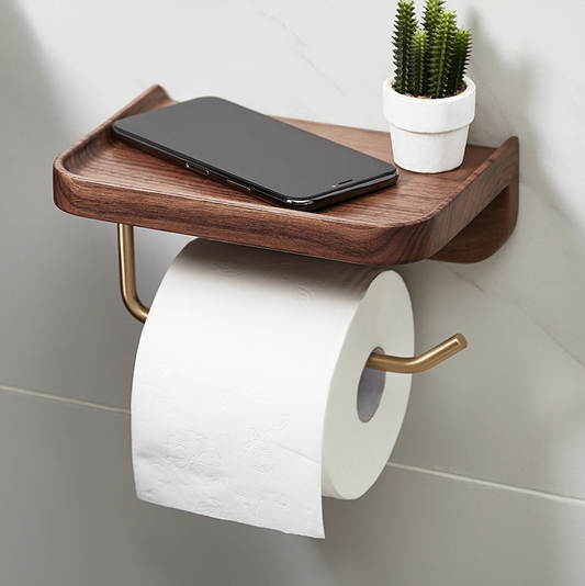 Portarrollos de Madera Maciza para Pared - Dispensador Moderno de Papel Higiénico