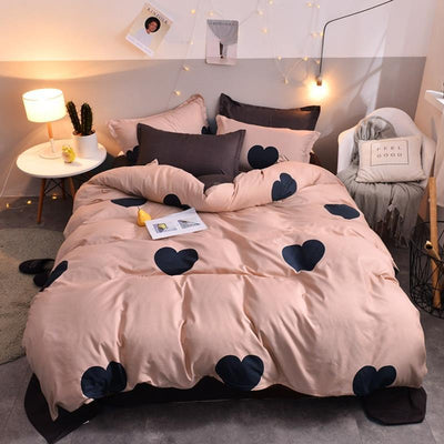 Juego de Cama de Algodón Lavado Estilo Moderno de Cuatro Piezas - Image 5