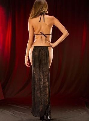 Vestido Largo Sensual Halter - Lencería Elegante Negro y Blanco - Image 4