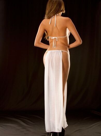 Vestido Largo Sensual Halter - Lencería Elegante Negro y Blanco - Image 3