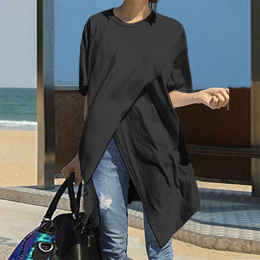 Blusa Suelta Irregular con Abertura Lateral para Verano - Image 10