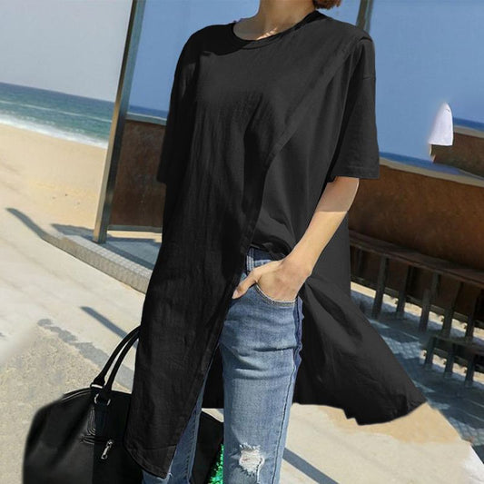 Blusa Suelta Irregular con Abertura Lateral para Verano - Image 2