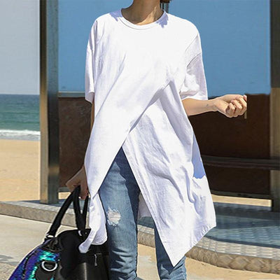 Blusa Suelta Irregular con Abertura Lateral para Verano - Image 6