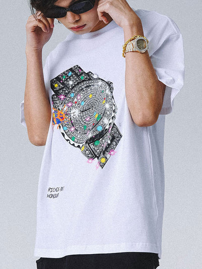 Playera Estampada con Reloj para Hombre