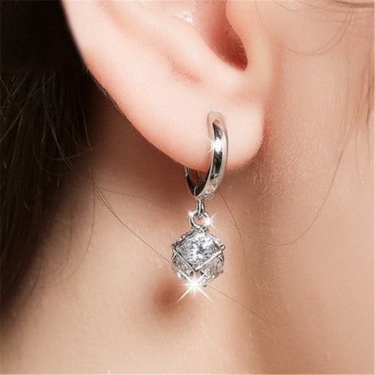 Aretes de Plata 925 con Zirconia Cúbica Estilo Vintage Bola Linglong - Image 2