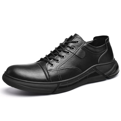 Zapatos Casuales de Cuero Retro con Suela Gruesa - Estilo Coreano Moderno para Hombre - Image 9