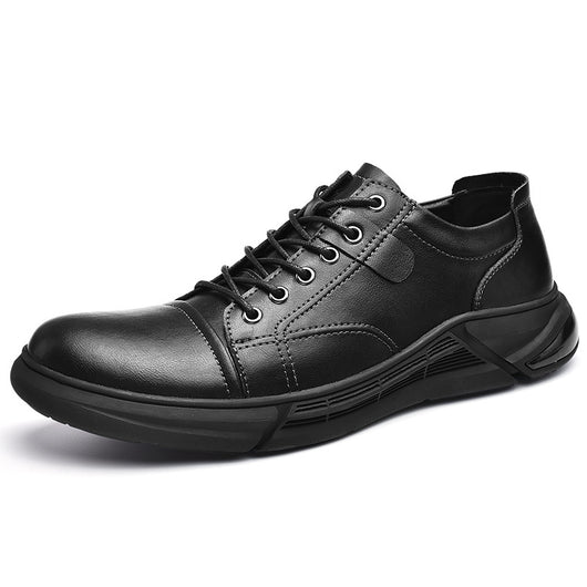 Zapatos Casuales de Cuero Retro con Suela Gruesa - Estilo Coreano Moderno para Hombre - Image 9