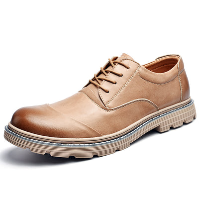 Zapatos Casuales de Cuero Retro con Suela Gruesa - Estilo Coreano Moderno para Hombre - Image 4