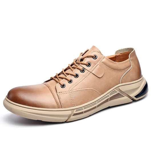 Zapatos Casuales de Cuero Retro con Suela Gruesa - Estilo Coreano Moderno para Hombre - Image 2