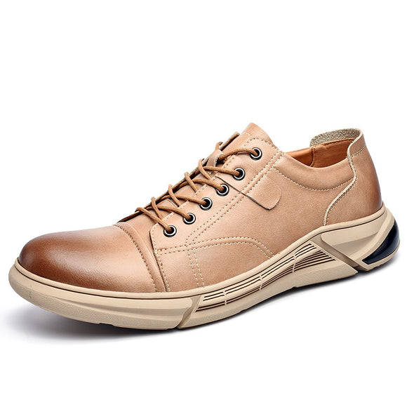 Zapatos Casuales de Cuero Retro con Suela Gruesa - Estilo Coreano Moderno para Hombre