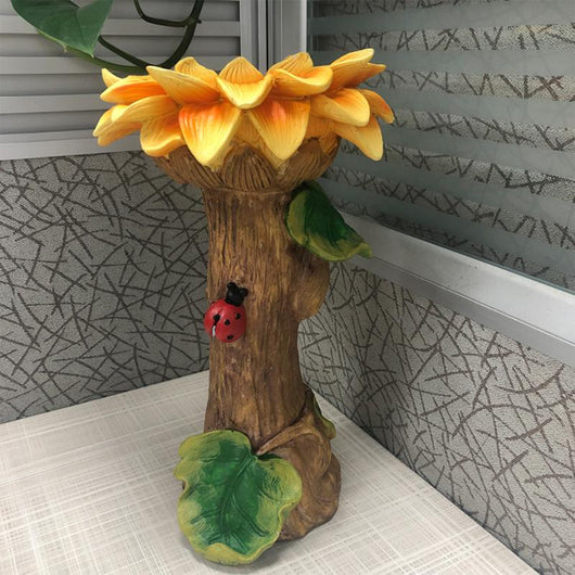 Bebedero para Pájaros de Resina con Diseño de Girasol - Decoración de Jardín - Image 5