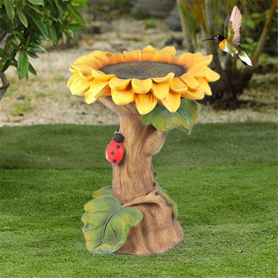 Bebedero para Pájaros de Resina con Diseño de Girasol - Decoración de Jardín - Image 2