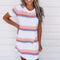 Vestido de Verano Rayas Multicolor Cuello Redondo Estilo Europeo