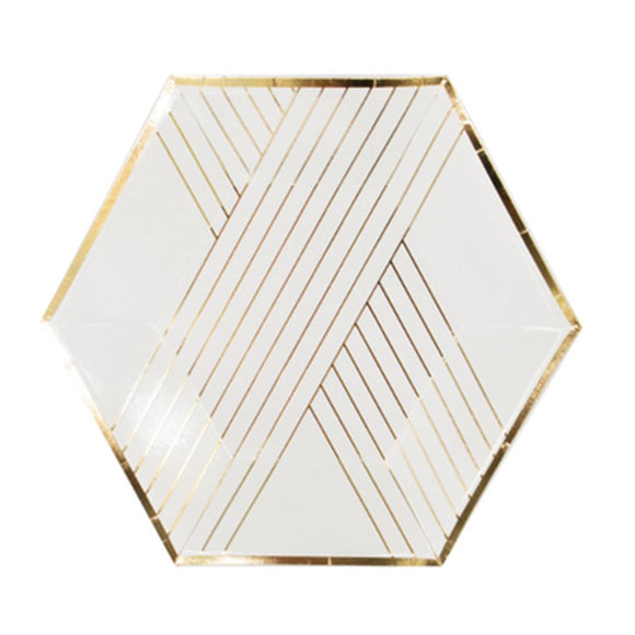 Kit Completo de Decoración Dorado para Fiestas - Platos, Vasos, Servilletas y Popotes Desechables