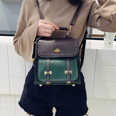 Mochila Retro Pequeña con Contraste para Mujer