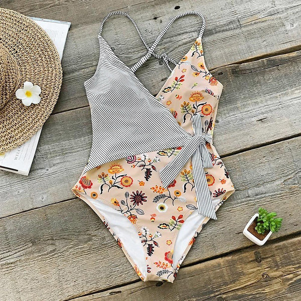 Traje de Baño Premamá con Estampado de Rayas y Tirante Único