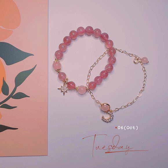 Pulsera de Cristal Fresa para Mujer